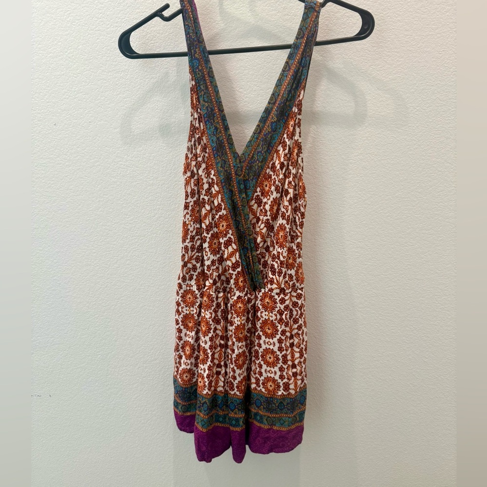 Boho floral print romper